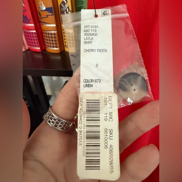 NWT Antonio Melani Red Linen Blend Button-Down Midi Skirt - Picture 9 of 9